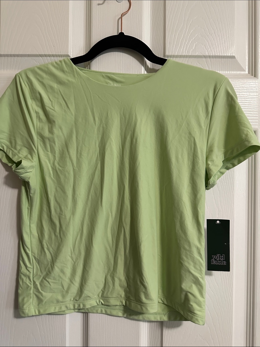 wild fable Light Green Short Sleeve cropped Crewneck Tee nwt large